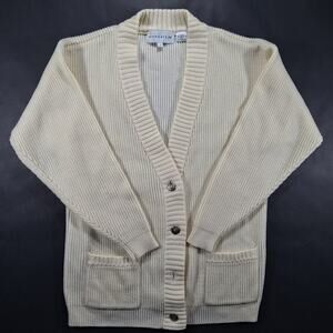 Vintage Highgate Ltd Women's Small Cardigan Sweater White Knit Long Sleeve